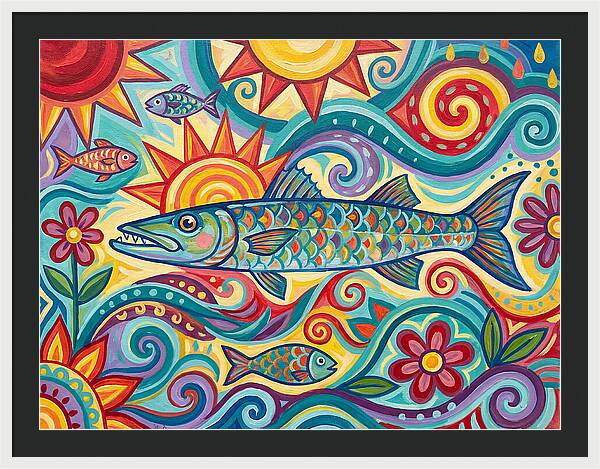 Colorful Barracuda In Vibrant Swirls