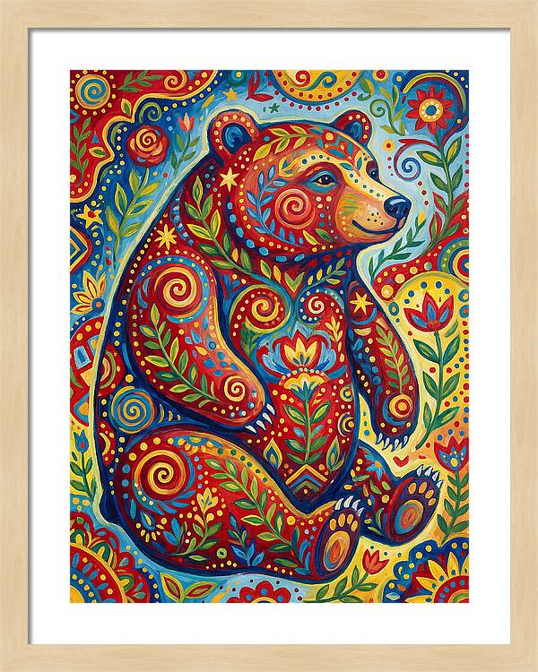Colorful Bear Folk Art