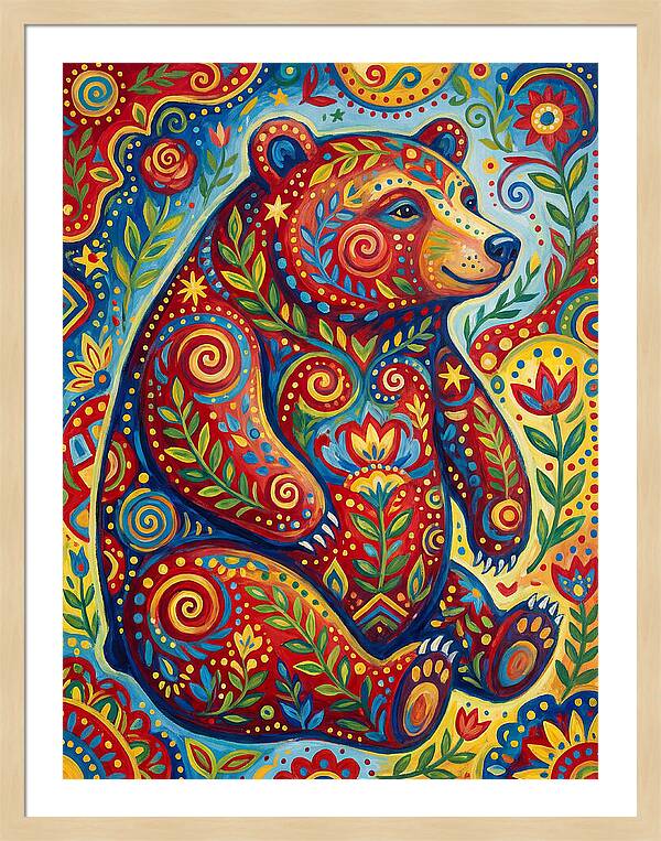 Colorful Bear Folk Art