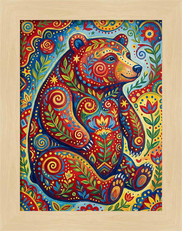 Colorful Bear Folk Art