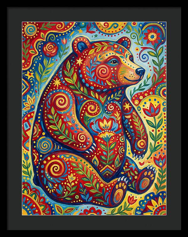 Colorful Bear Folk Art