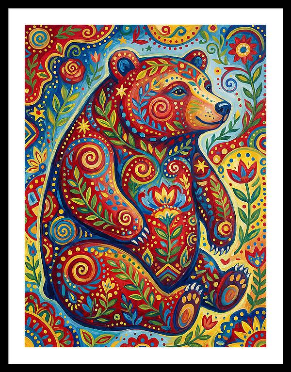 Colorful Bear Folk Art