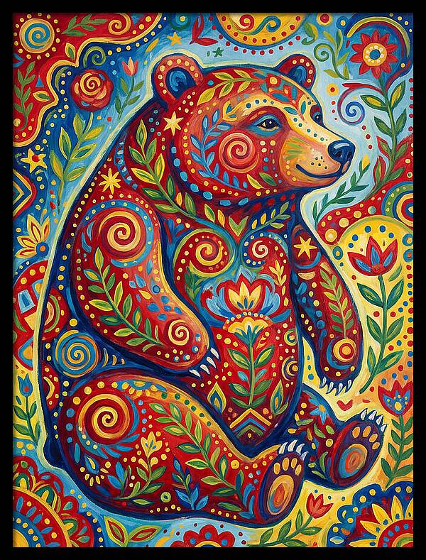 Colorful Bear Folk Art