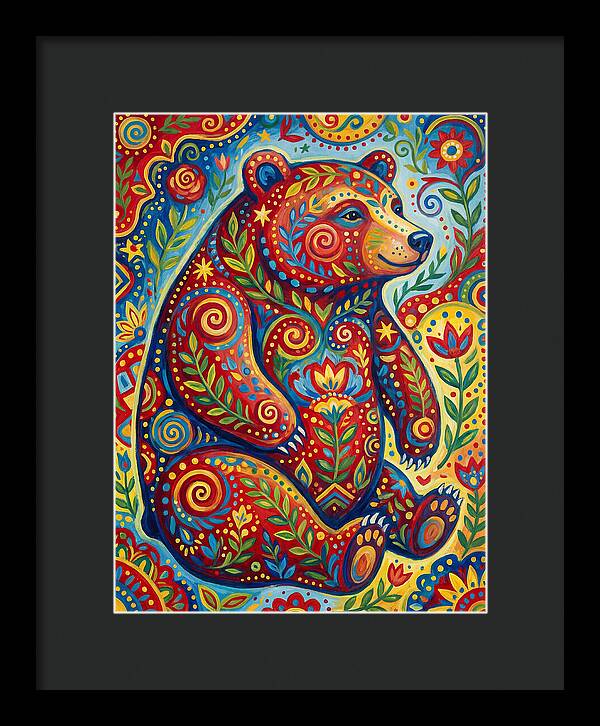 Colorful Bear Folk Art