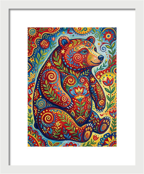Colorful Bear Folk Art
