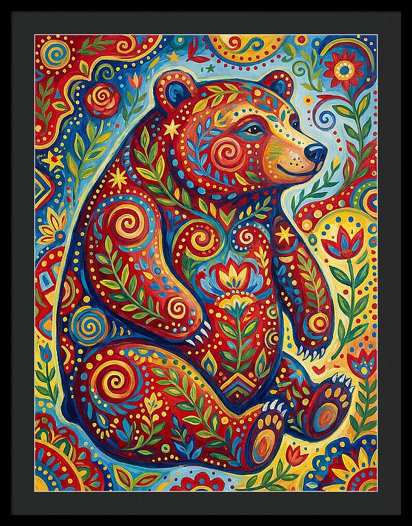 Colorful Bear Folk Art