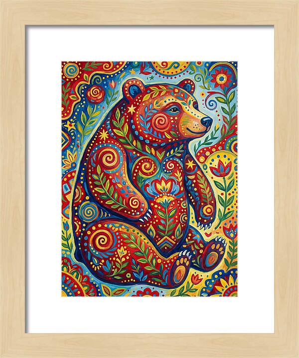 Colorful Bear Folk Art