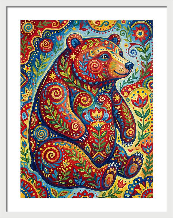 Colorful Bear Folk Art