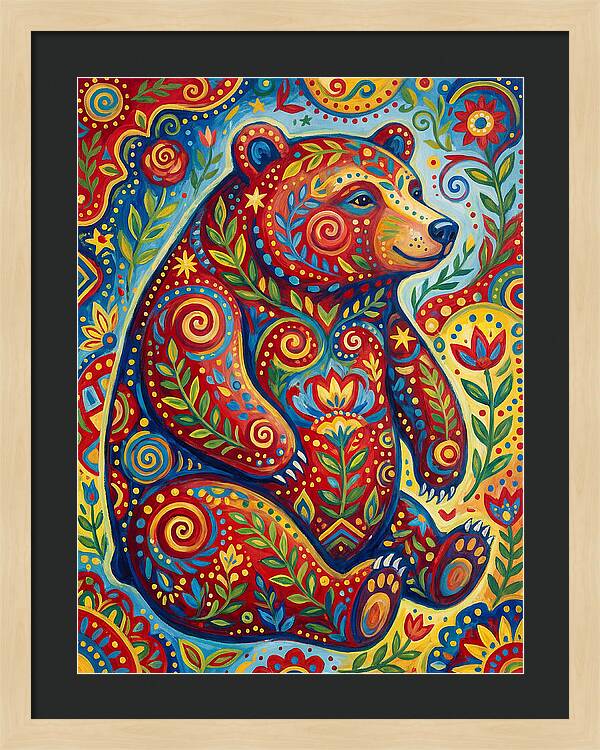 Colorful Bear Folk Art