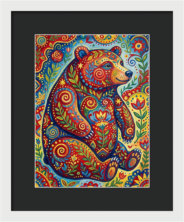 Colorful Bear Folk Art