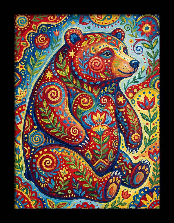 Colorful Bear Folk Art