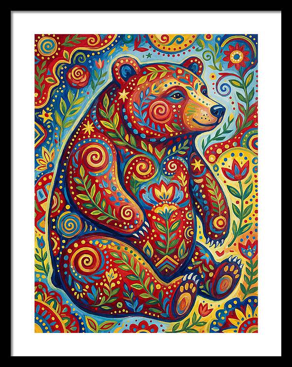 Colorful Bear Folk Art