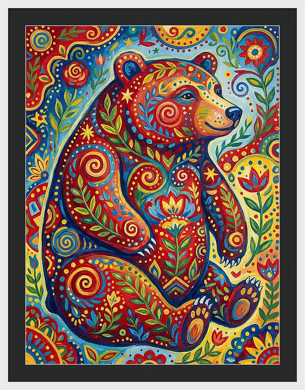 Colorful Bear Folk Art