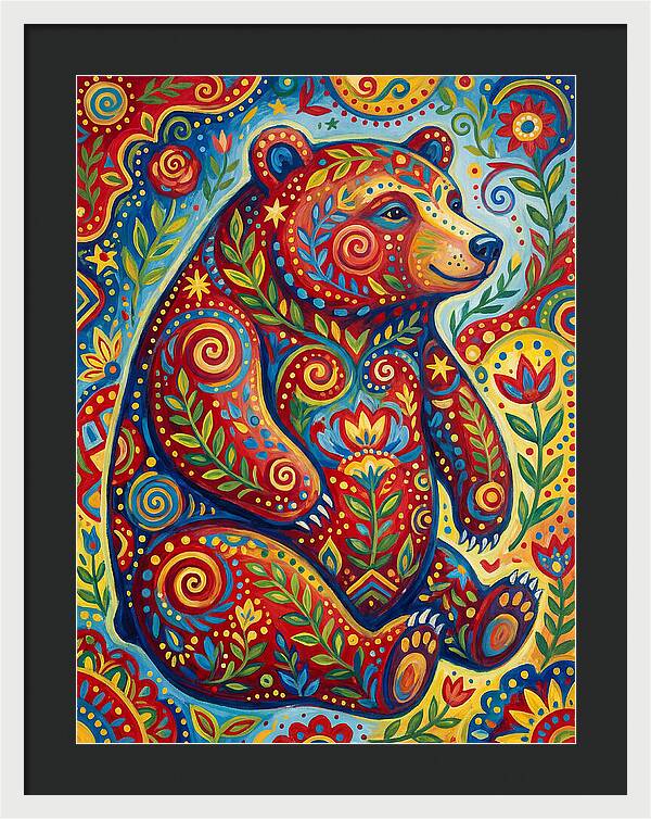 Colorful Bear Folk Art