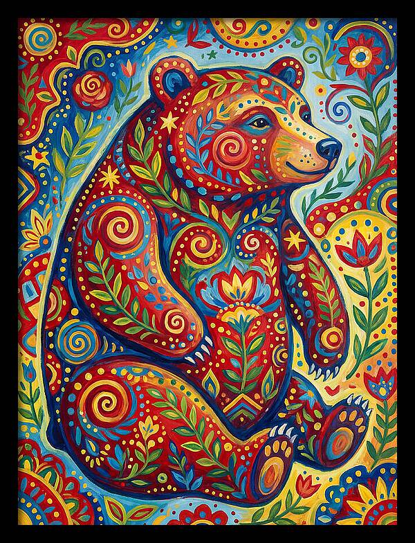 Colorful Bear Folk Art