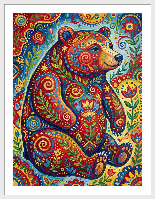 Colorful Bear Folk Art