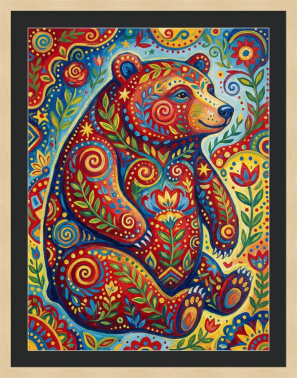 Colorful Bear Folk Art