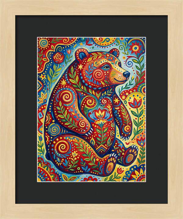 Colorful Bear Folk Art
