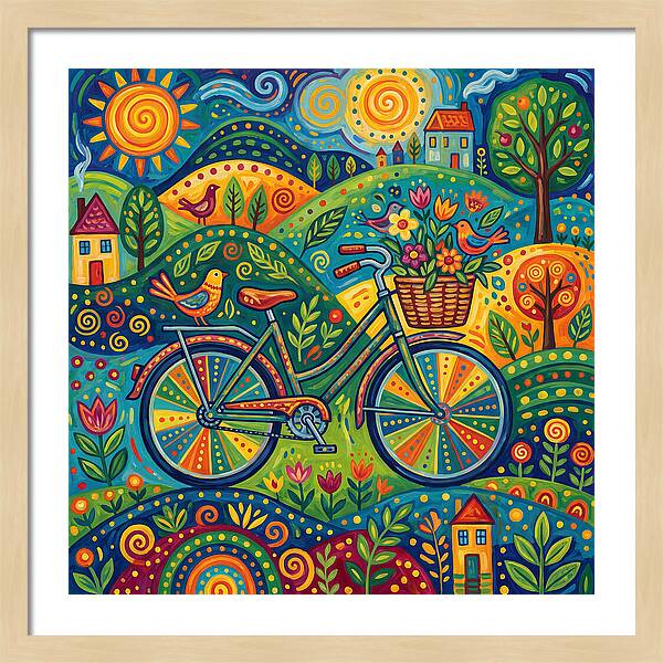 Colorful Bicycle In A Whimsical Landscape