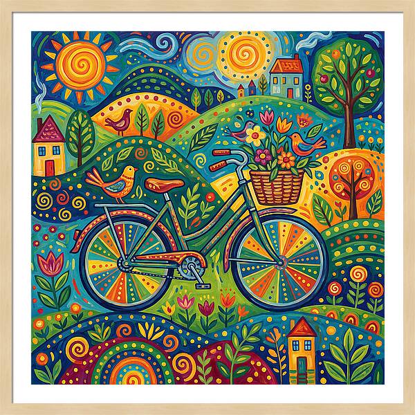 Colorful Bicycle In A Whimsical Landscape