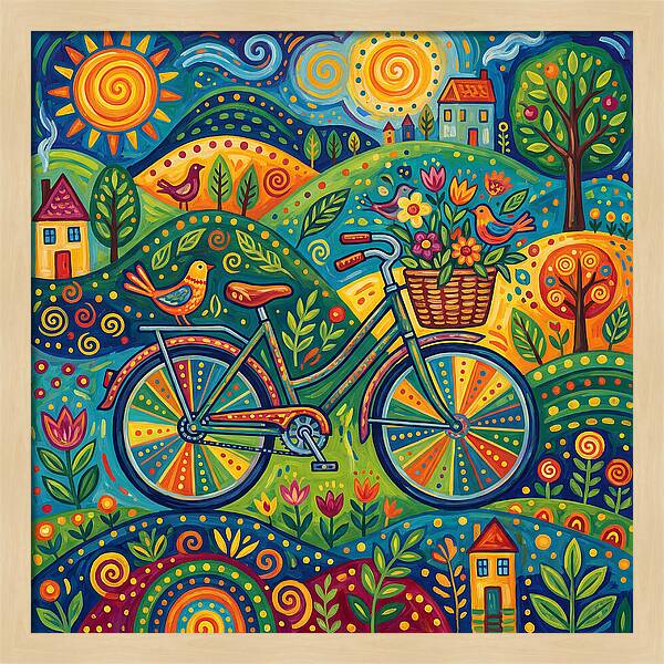 Colorful Bicycle In A Whimsical Landscape