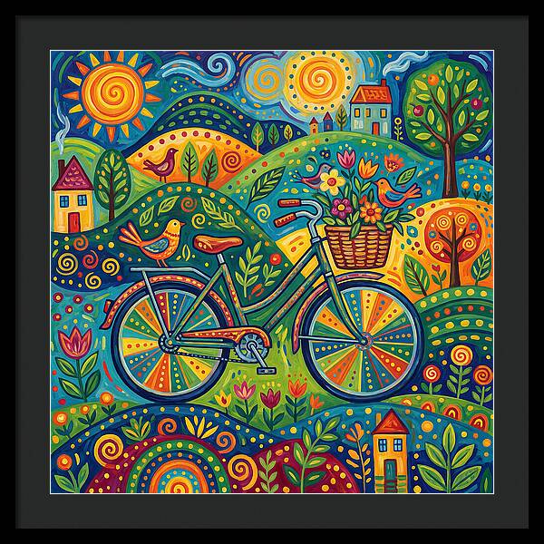 Colorful Bicycle In A Whimsical Landscape
