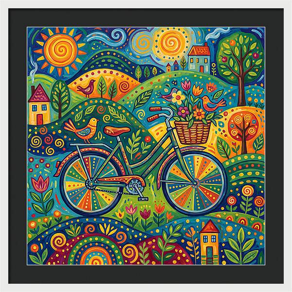 Colorful Bicycle In A Whimsical Landscape