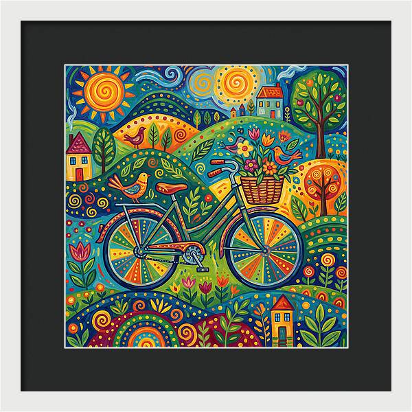 Colorful Bicycle In A Whimsical Landscape
