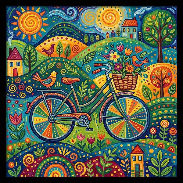 Colorful Bicycle In A Whimsical Landscape