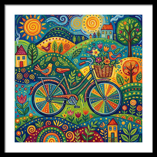 Colorful Bicycle In A Whimsical Landscape