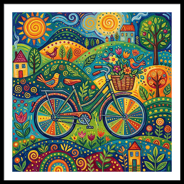 Colorful Bicycle In A Whimsical Landscape