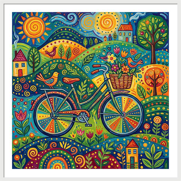 Colorful Bicycle In A Whimsical Landscape