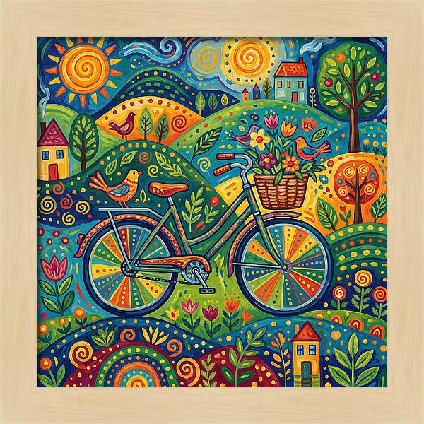 Colorful Bicycle In A Whimsical Landscape