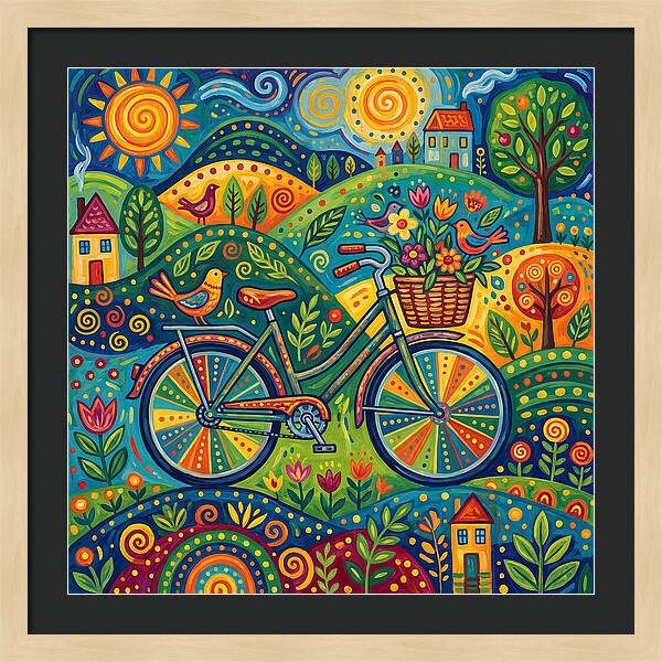 Colorful Bicycle In A Whimsical Landscape