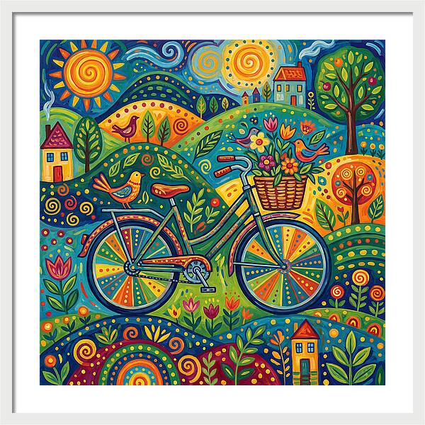 Colorful Bicycle In A Whimsical Landscape