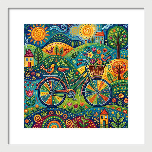 Colorful Bicycle In A Whimsical Landscape