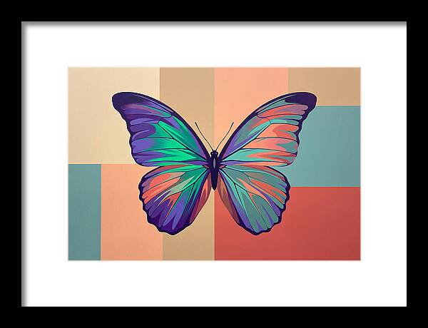 Colorful Butterfly Against Geometric Background