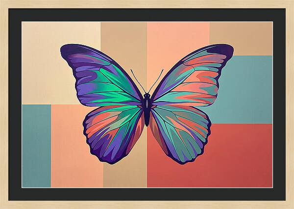 Colorful Butterfly Against Geometric Background