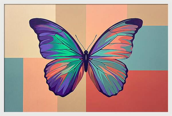 Colorful Butterfly Against Geometric Background