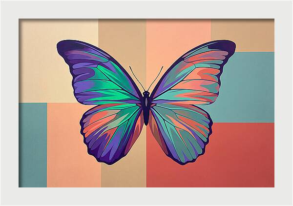 Colorful Butterfly Against Geometric Background