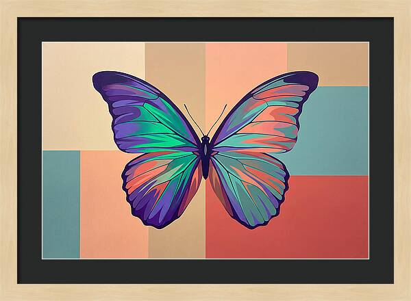 Colorful Butterfly Against Geometric Background