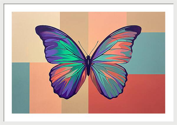 Colorful Butterfly Against Geometric Background