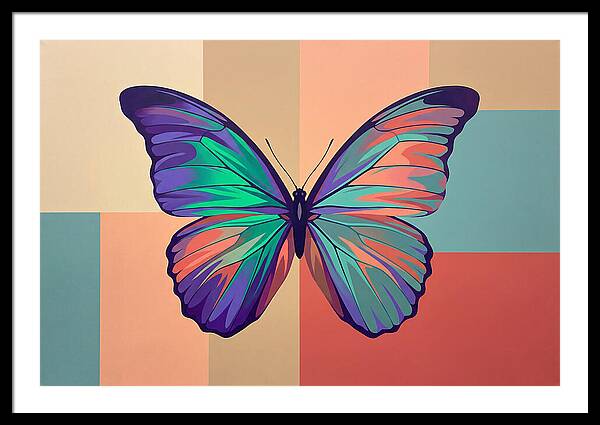 Colorful Butterfly Against Geometric Background