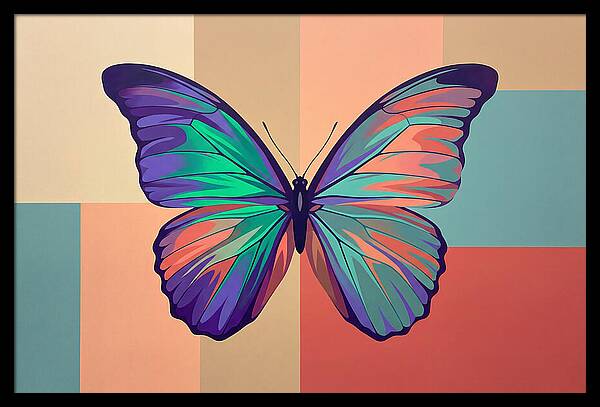 Colorful Butterfly Against Geometric Background