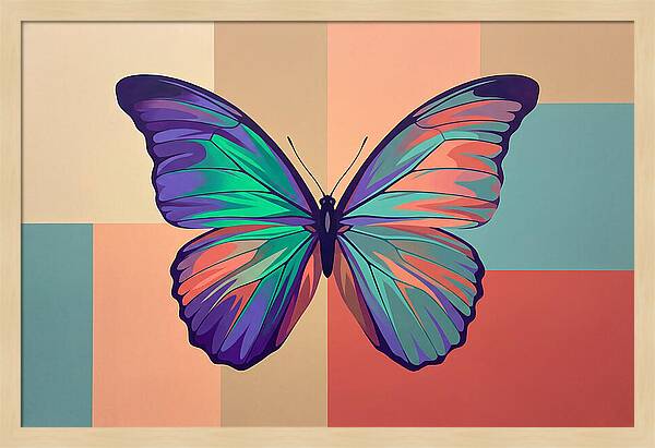 Colorful Butterfly Against Geometric Background