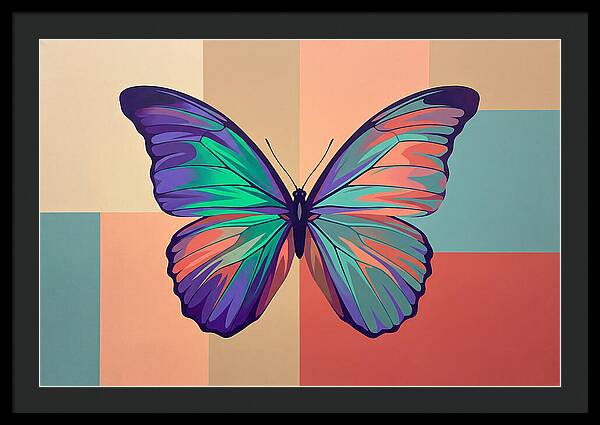 Colorful Butterfly Against Geometric Background