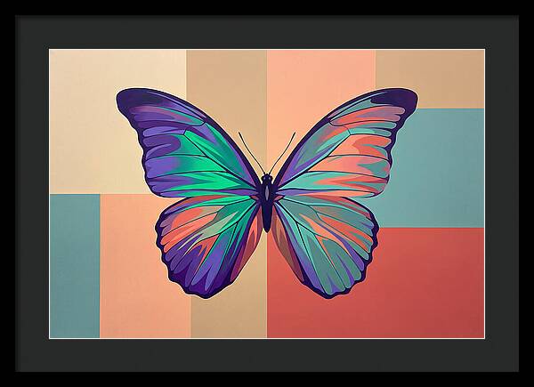 Colorful Butterfly Against Geometric Background