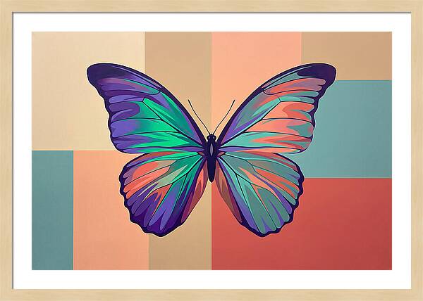 Colorful Butterfly Against Geometric Background