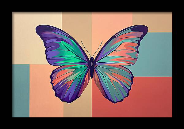 Colorful Butterfly Against Geometric Background