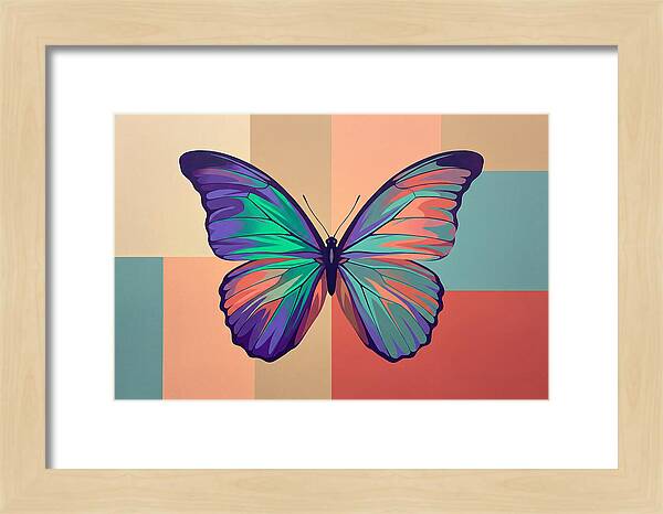 Colorful Butterfly Against Geometric Background
